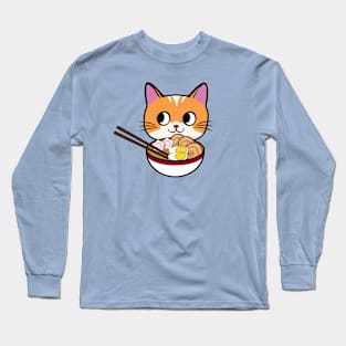 Orange Ramen Cat Long Sleeve T-Shirt